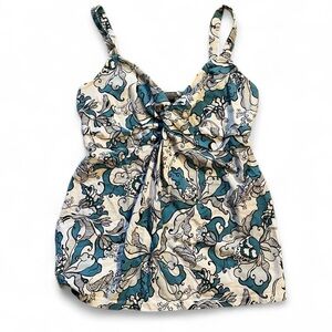 Ann Taylor Blue and Cream Floral Camisole